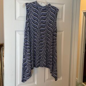 Sleeveless Blue Patterned Women's Blouse